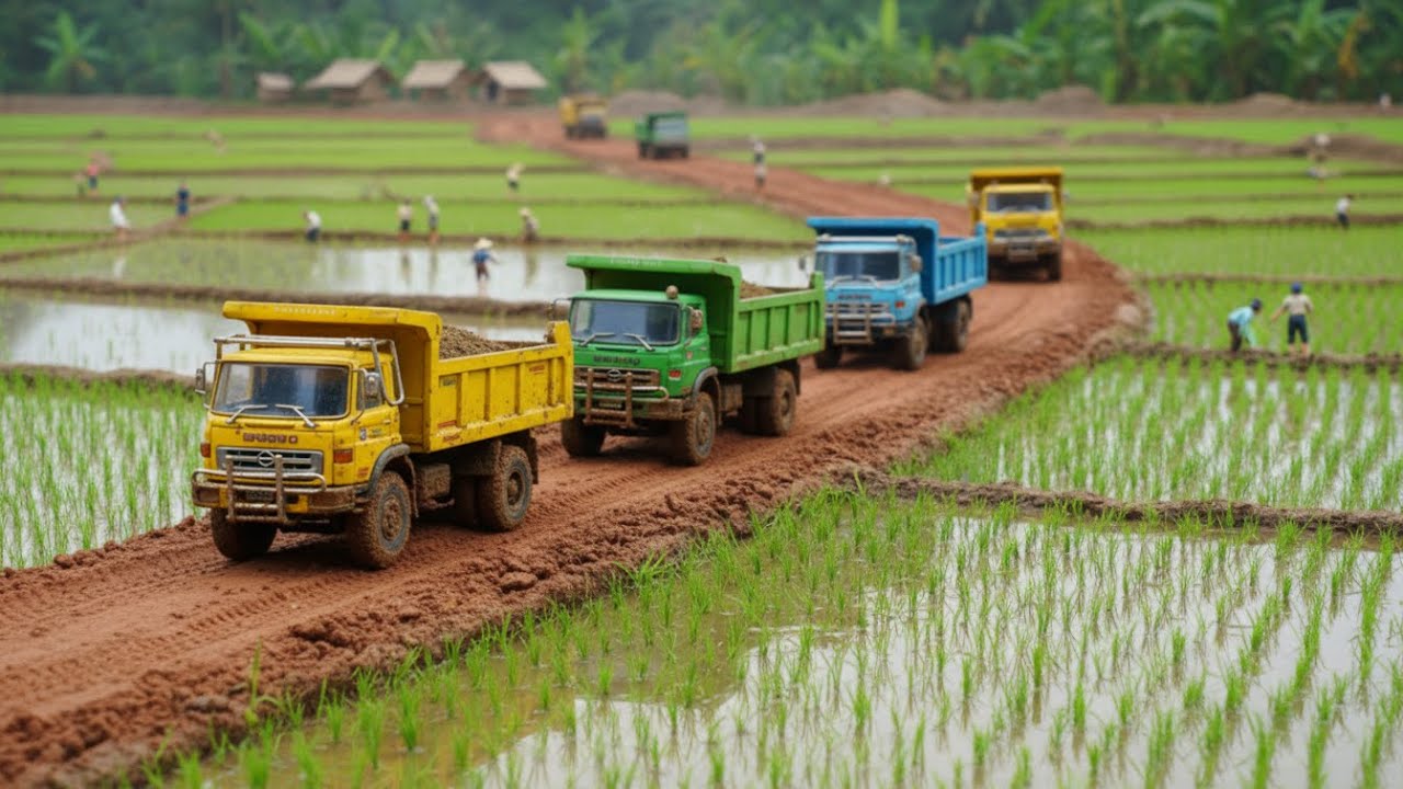 Indonesia’s Toughest Dump Truck Convoy! 🚛 Mud Roads, Rice Fields & City Traffic | Miniature Diorama