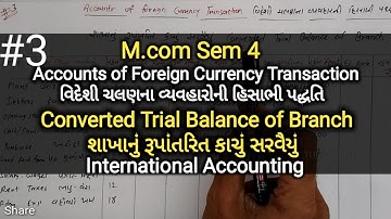 #3 Account of Foreign Currency Transaction | M.com Sem 4 | Conveted Trial Balance | International Ac