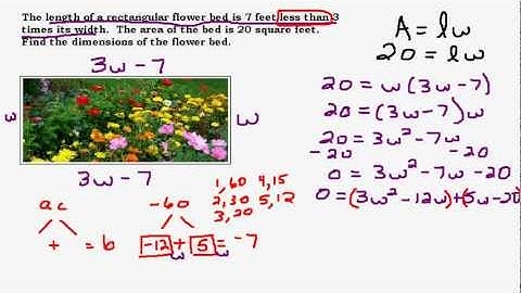 Area of a Rectangle Story Problem - Solve by Factoring