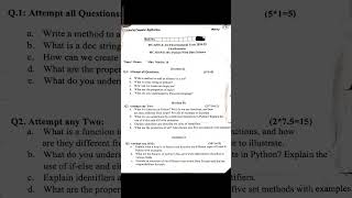 Python with data science questions paper of BCA #bca #mca #python #semesterexampreparation #semexam