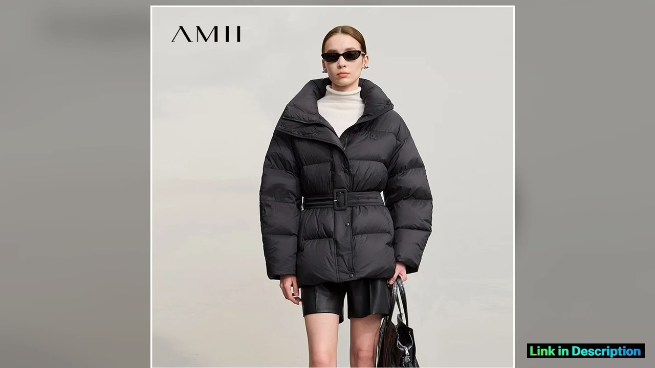 Amii Womens Padded Jacket 2025 Winter Loose Zipper Turtleneck Long Sleeves New Outerwear Solid Colo