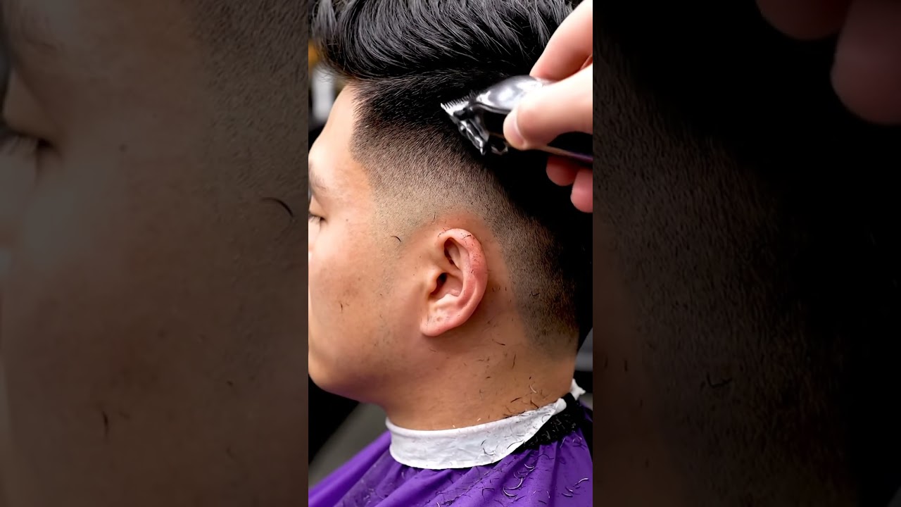 POV asian male textured fade high taper haircut satisfying asmr nyc king david #shorts