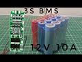 3s 20 amper BMS devresi ile 18650 pillerden 12 volt 10 amper batarya yapımı / 3s 4p batarya