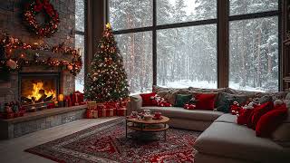 Peaceful Christmas Room with Fireplace and Snowfall Sounds | Perfect for Sleep and Calm