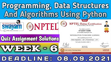 Programming, Data Structures And Algorithms Using Python Week-6 Assignment Solution | NPTEL July2021