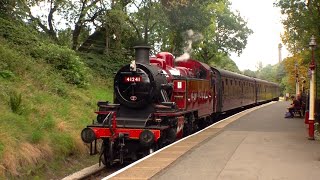 Ivatt Class No. 41241 at Haworth on the Keighley & Worth Valley Railway in early september 2023
