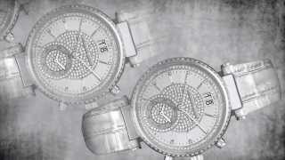Relógio NEW! Michael Kors Women's Chronograph Silver Crocodile Leather Strap Watch MK2443 - MK 2443