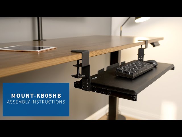 vivo Black Clamp-On Height Adjustable Keyboard and Mouse Under Desk Slider Tray