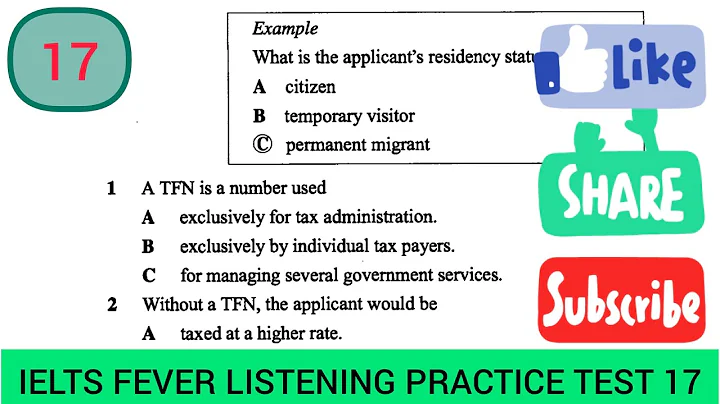 Ielts fever listening test 17 | what is the applicant's residency status |