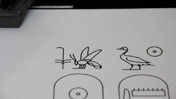 HP ColorPro pen plotter drawing the names of Tutankhamun (two columns)