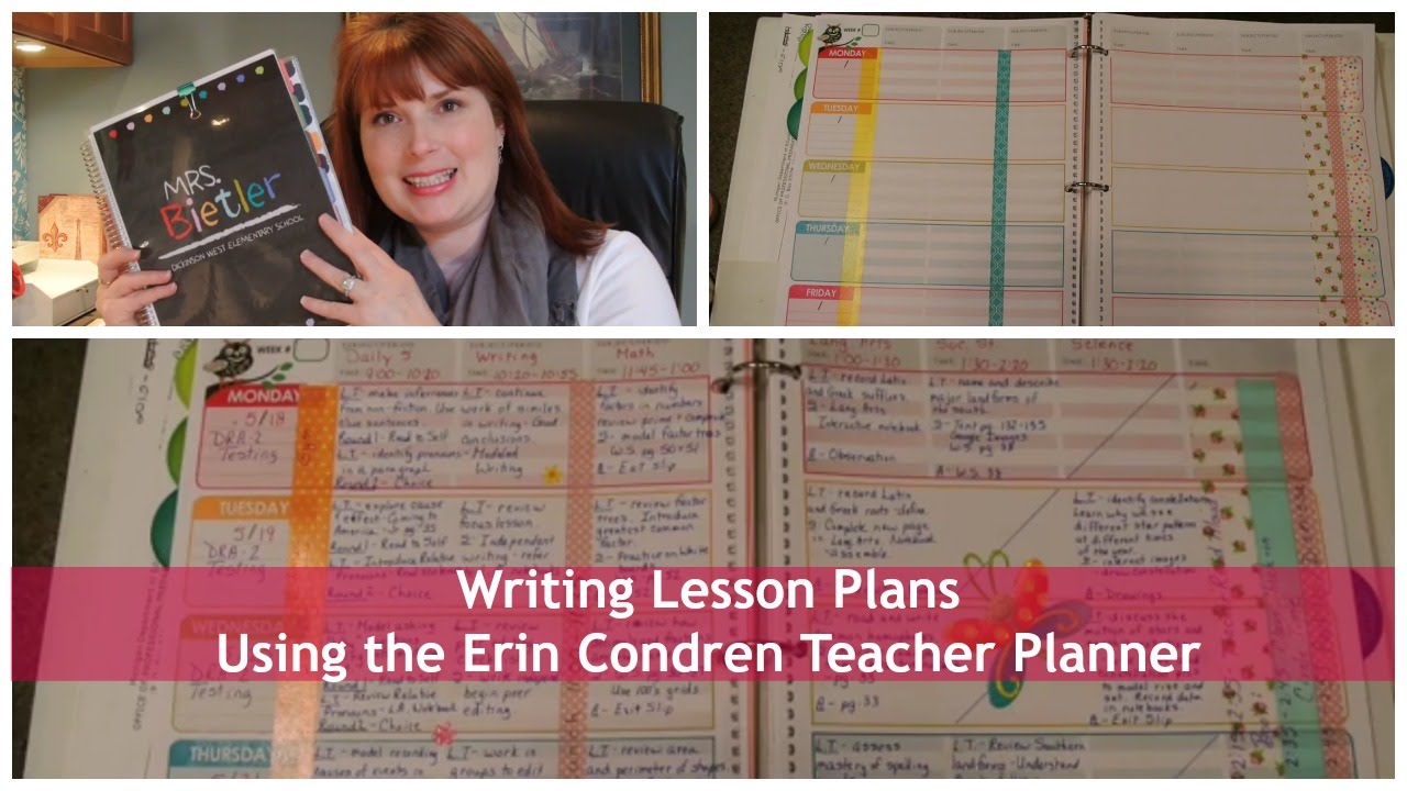 writing lesson plans using the erin condren lesson planner tina