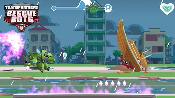 Transformers Rescue Bots: Dash 🤖 Play as BOULDER: Construction-Bot, w/ the Triceratops Battering Ram