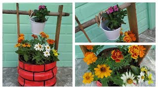 DIY Mini Poço de Jardim -Tutorial com galão de água caixote de feira