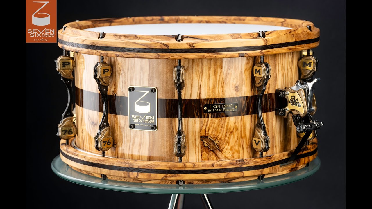 The Seven Six Drum Company “il Centesimo” 100th Drum in Olivewood