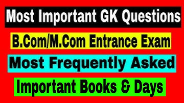 Important Gk Questions - Books & Days || B.Com/M.Com Entrance Exam || Most Expected GK Questions