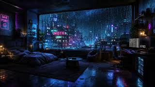 Save Point 🌧 Cyberpunk Apartment in the Rain | 30 MIN Rain Sounds