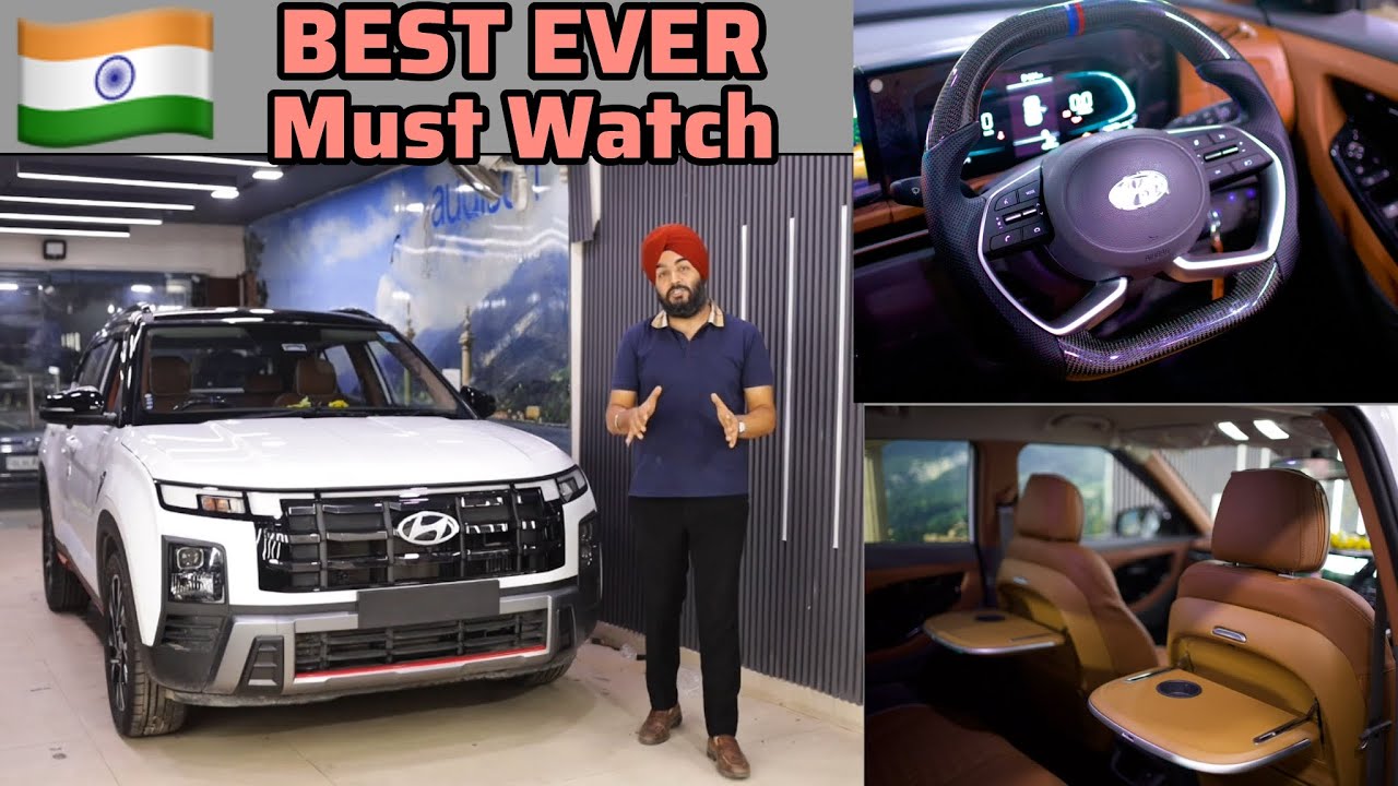 INDIA 🇮🇳BEST MODIFIED CRETA WITH BMW INTERIOR✅CARBON FIBER STEERING WHEEL✅REAR ULITITY TRAY✅N-LINE✅