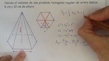 Volumen de una pirámide hexagonal (sin la apotema de la base)