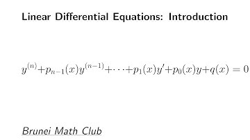 Linear Differential Equations: Introduction