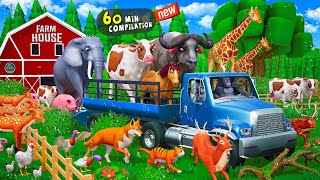 Forest Animals Farm Diorama and Rescue Compilation - Cow Elephant Gorilla Pig Fox Deer Cat Buffalo screenshot 3