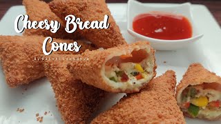 Cheesy Bread Cones|Bread Samosa|Cheese Recipes|Lockdown Recipes|The VAST Kitchen|BY SAKSHI SACHDEVA