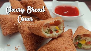 Cheesy Bread Conesbread Samosacheese Recipeslockdown Recipesthe Vast Kitchenby Sakshi Sachdeva