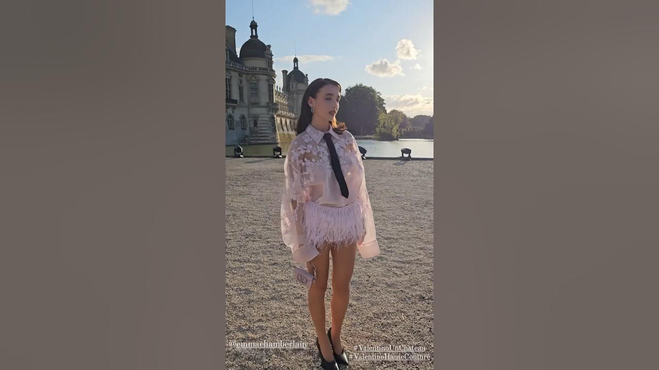 emma chamberlain looks flawless at valentino haute couture show at paris  fashion week.