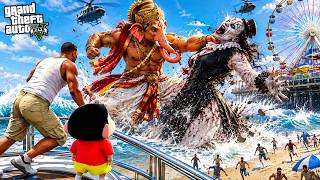 Franklin & Avengers Escape From Evil Serbian Dancing Lady! 😱🙏 Ganesha In GTA 5 Tamil | Gta v screenshot 4