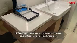 Celebrity KKR Solid Surface Basins Application Projecr-Hilton Hotel | Provide Solution for Bathroom Project Net Worth