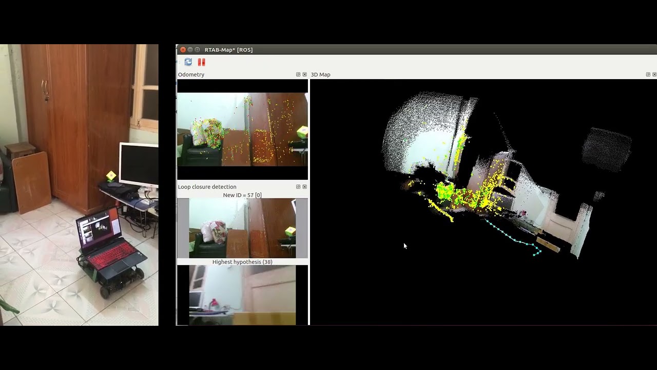 3D Map reconstruction - mobile robot - Rtapmap - ROS - YouTube