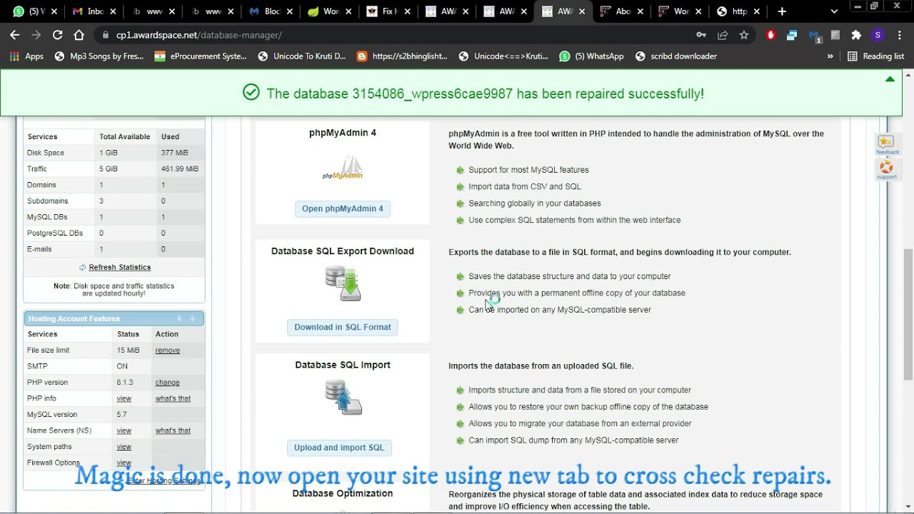 how to repair free/ paid website at awardspace.com || Biginnertech