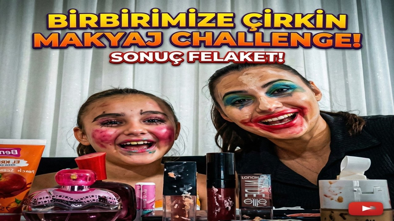 MİRA VE ANNESİNE GİZLİCE MAKYAJ YAPTI !! MAKYAJ CHALLENGE !! EN KÖTÜ KİM OLACAK !!