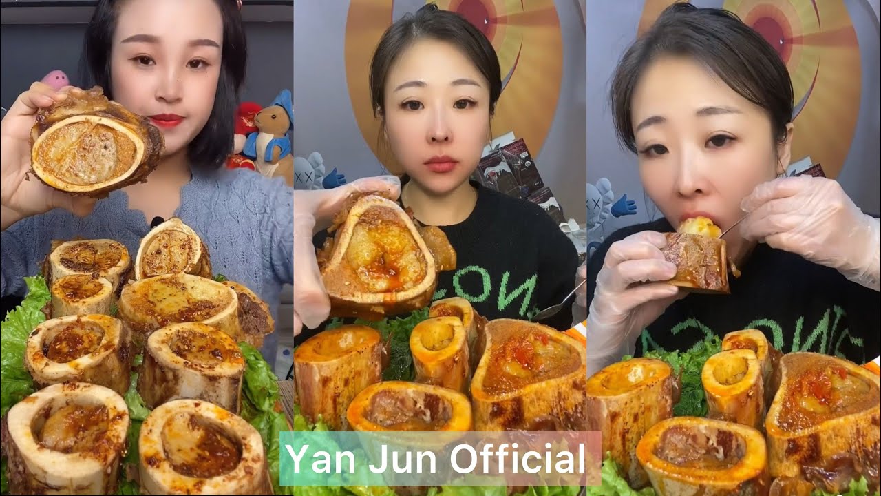 Asmr mukbang eating yummy beef bone marow- 쇠고기 골수- 牛骨髓- अस्थि मज्जा- 牛骨髄- Rinderknochenmark 