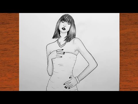 Kısa Saçlı Beyaz Elbiseli Güzel Bir Kız nasıl Çizilir / Art Karakalem Çizimleri