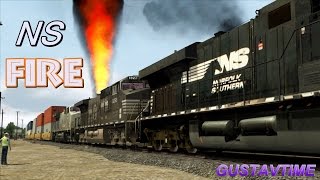 Train on fire - Norfolk Southern