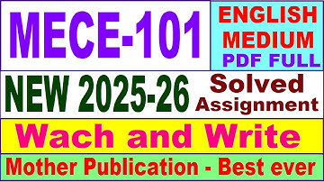 MECE 101 solved assignment 2025-26 in English || mece 101 solved assignment 2026 || ignou mece101
