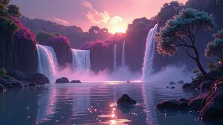 🌌 Twilight Waterfall Fantasy | Relaxing Nature Scenery in 4K