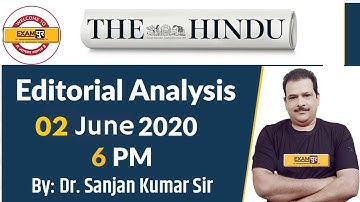UPSC IAS/UPPSC/MPPSC/BPSC/RPSC |The Hindu Editorial Analysis | By Dr.Sanjan Kr Sir | 2 JUNE 2020