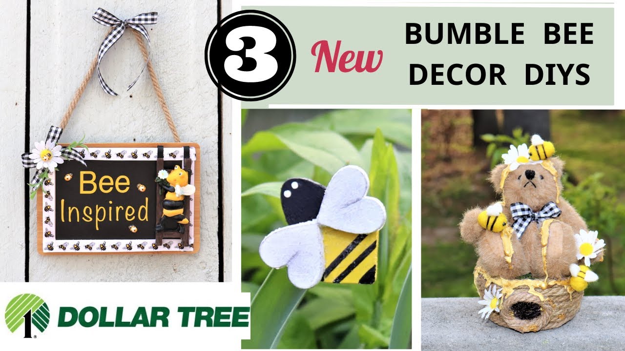 3 NEW BUMBLE BEE Dollar Tree DIY DECOR IDEAS Easy to make DOLLAR TREE Bumblebee HOME DECOR