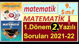 9.Sınıf Matematik 1.Dönem 2.Yazılı Soru ve Cevapları; Matematik 9 Yazılıya Hazırlık Çalışması 2022