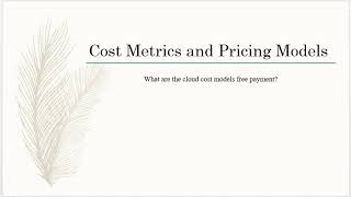 Cloud Computing BSIT: Cost Matrices and Pricing Model