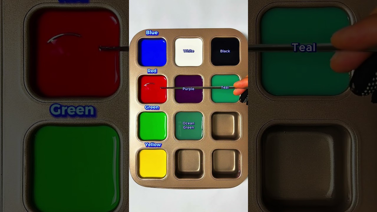 Mixing Blue + Red + Green and Yellow #colormixing #mixcolor #satisfying