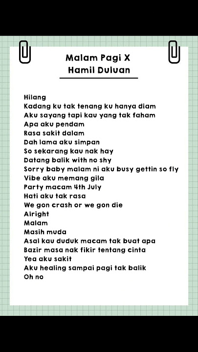 Lirik lagu Malam Pagi x Hamil Duluan
