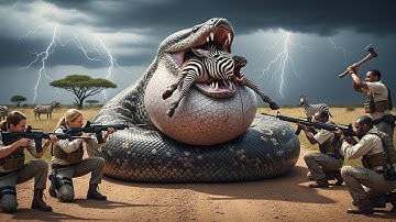 Brave Animal Rescue Team Saves Mother Zebra from Giant Python