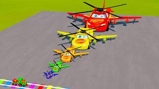 Big & Small Colors Airplane McQueen Cars vs Trains | BeamNG.drive screenshot 3