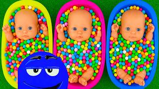 4 Minutes Satisfying with Full of 3 Rainbow BathTubs Candy with M&M's & Magic Slime Cutting Video 29