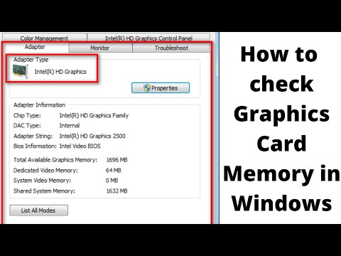 How to check graphics card memory in windows 7, 8, 10.