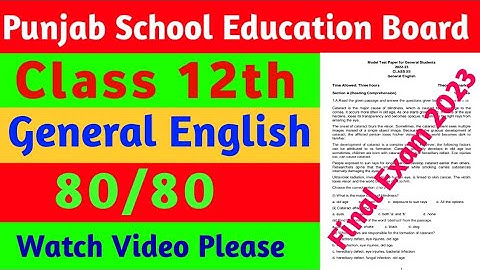 #pseb 12th Class General English Paper 2023 | 24 February 2023 | Fully Solved Paper 12 Class English