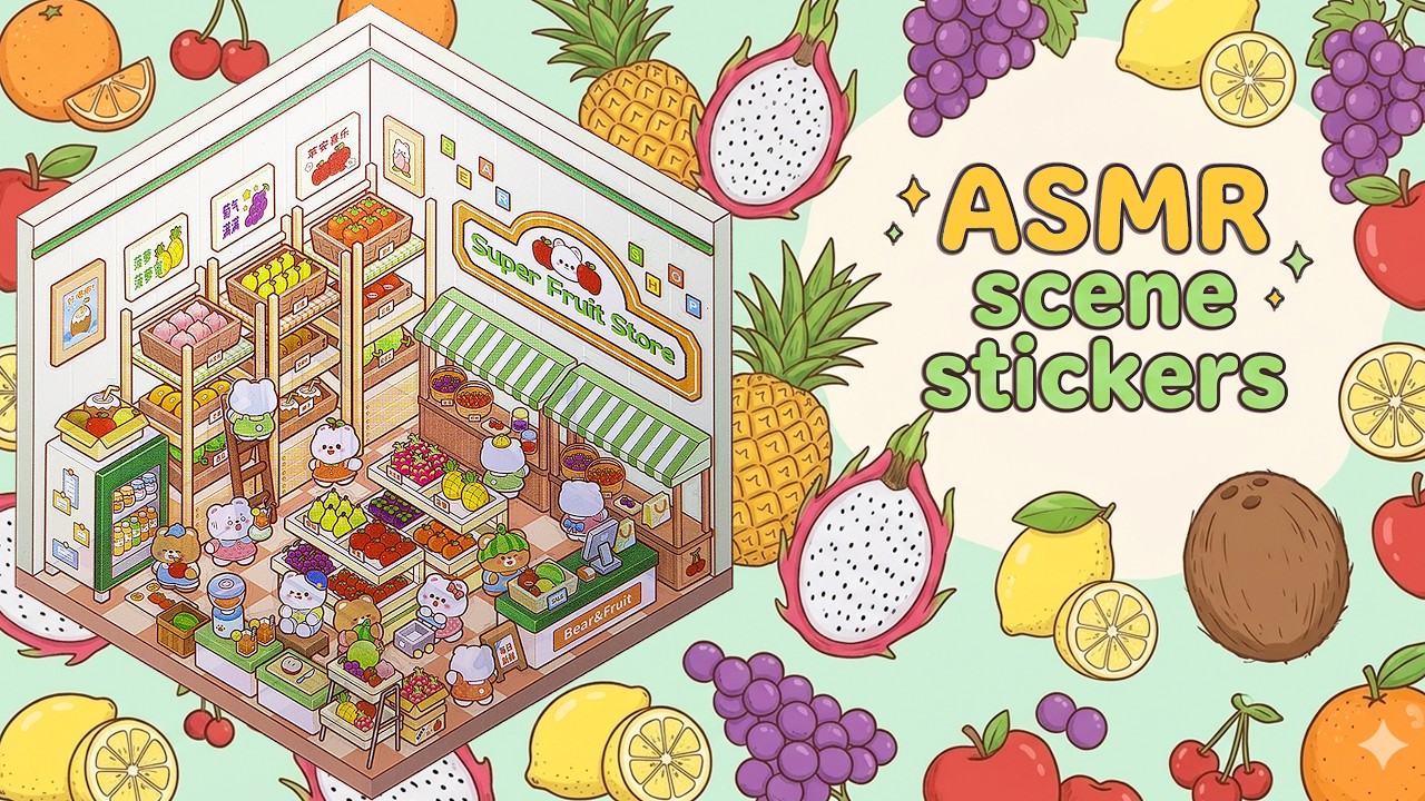 ASMR Scene Stickers Bear fruit store