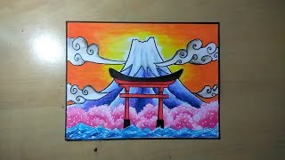 Cara menggambar gunung fuji